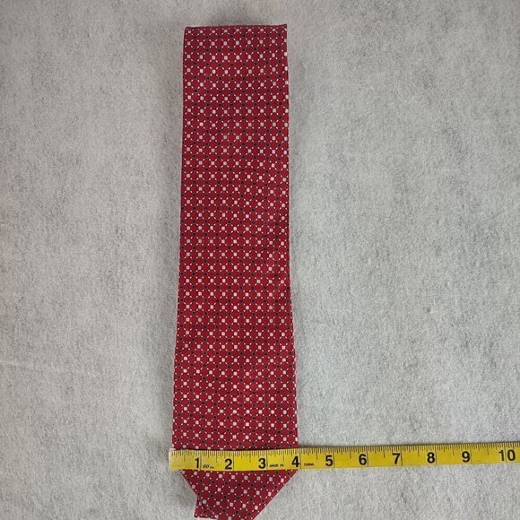 Bill Blass Men's Burgundy, Black, Gray Patterned 100% Silk Necktie - Picture 5 of 7